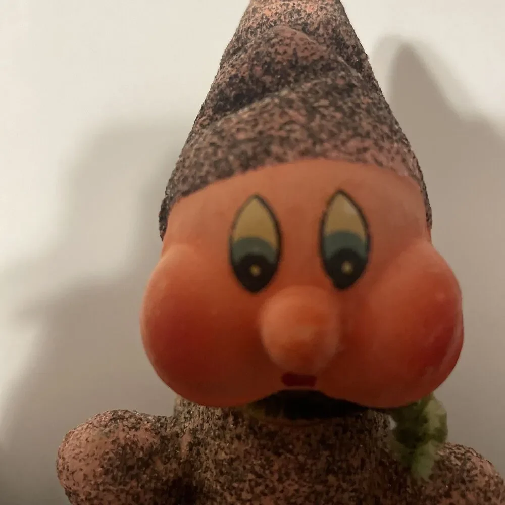 Vintage Christmas Elf Gnome Glittered Decoration Ornament Paper Mache